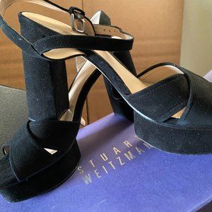 Stuart Weitzman Black Suede Platform Sandal